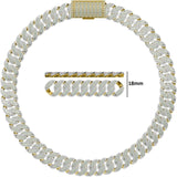 18 MM Iced Out Baguette Diamond Cuban Link Chain