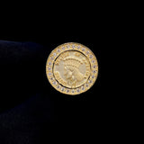 Real 10K Yellow Gold Coin Statement VVS Men's Ring