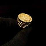 Real 10K Yellow Gold Coin Statement VVS Men's Ring