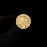 Real 10K Yellow Gold Coin Statement VVS Men's Ring