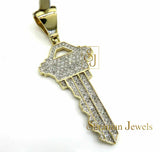 Men's Iced Out KEY Diamond Pendant with 10K Solid Gold