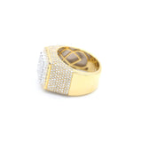 Iced Out Cocktail Men's Ring Two Tone Signet Ring