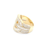 14K Gold Iced out Baguette Cuban Link Ring