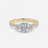 There Stone Round Diamond Engagement Ring