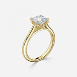 Round Cut Delicate Petal Solitaire Engagement Ring