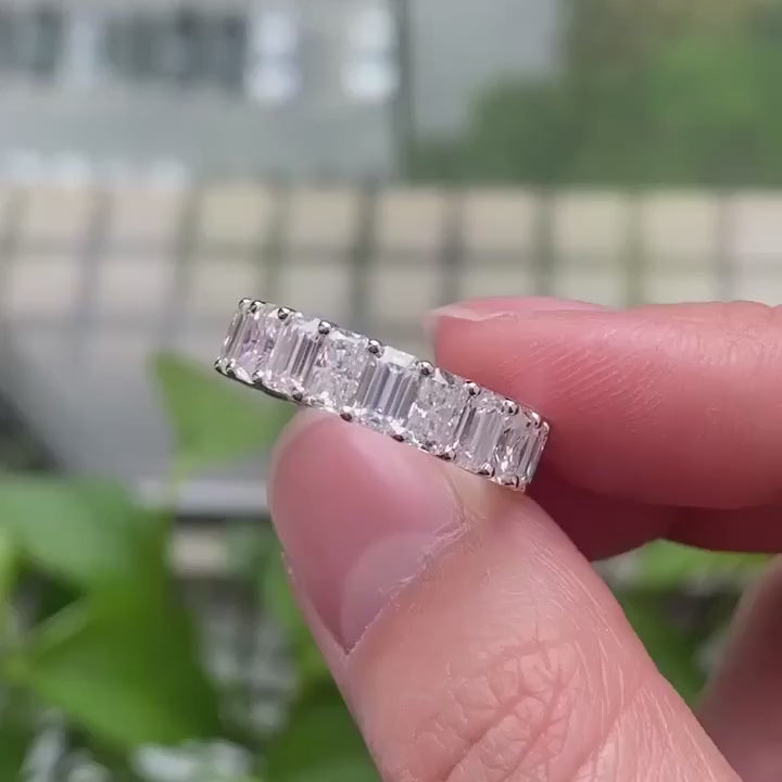 Women Emerald Cut Diamond Wedding Band