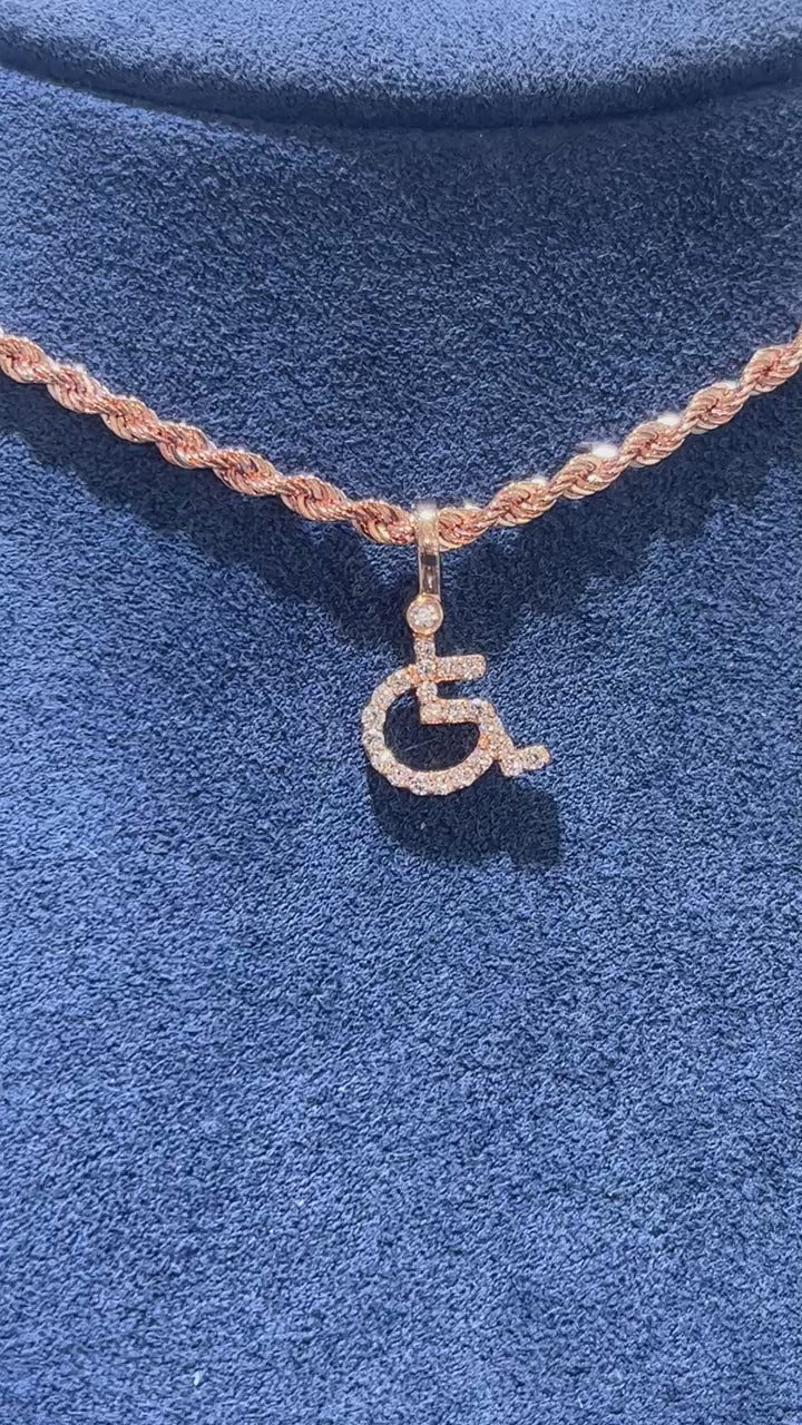 Custom Wheelchair Symbol Iced Out Pendant