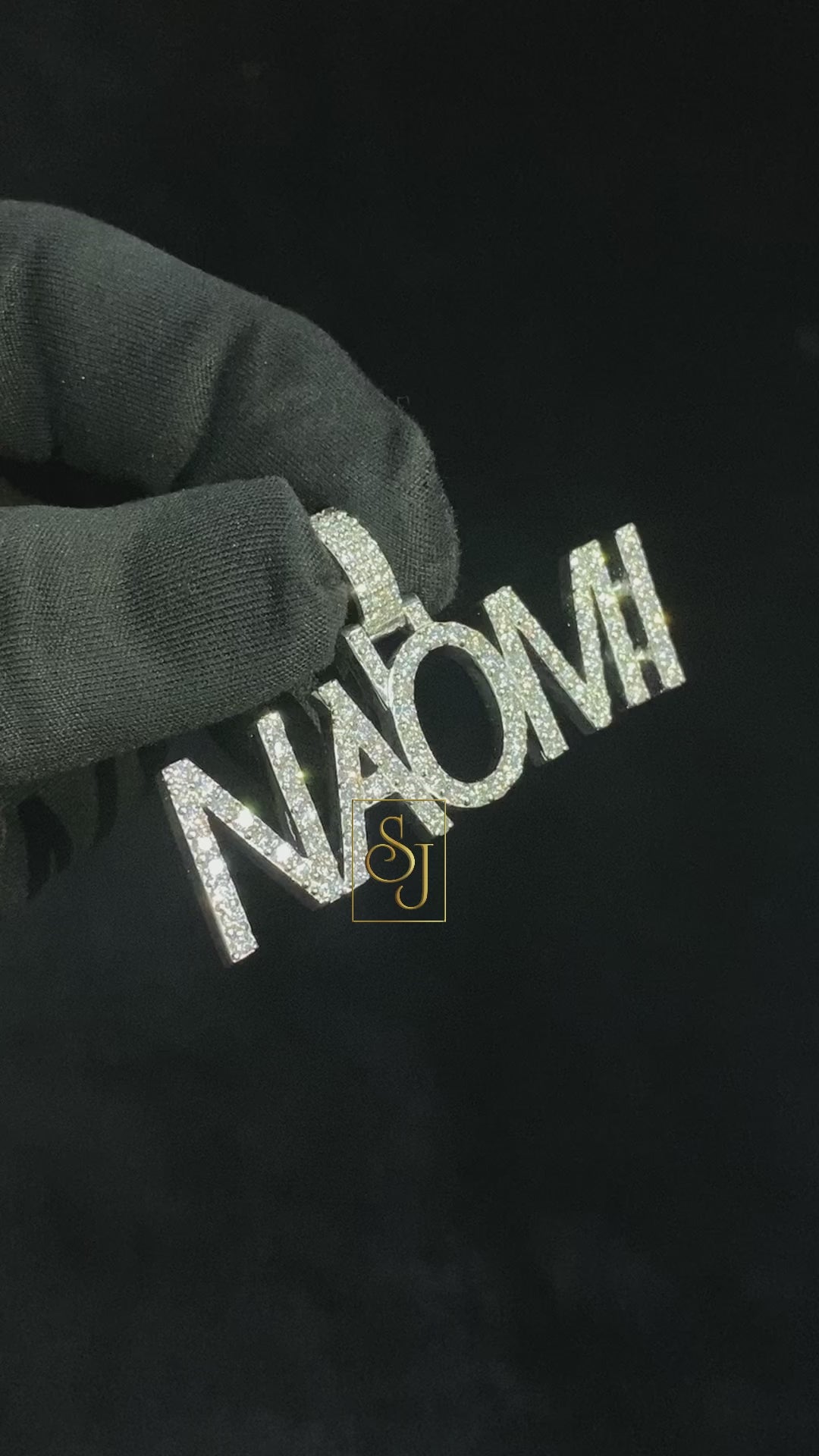 Custom letter Iced out "NAOMI" Name Pendant