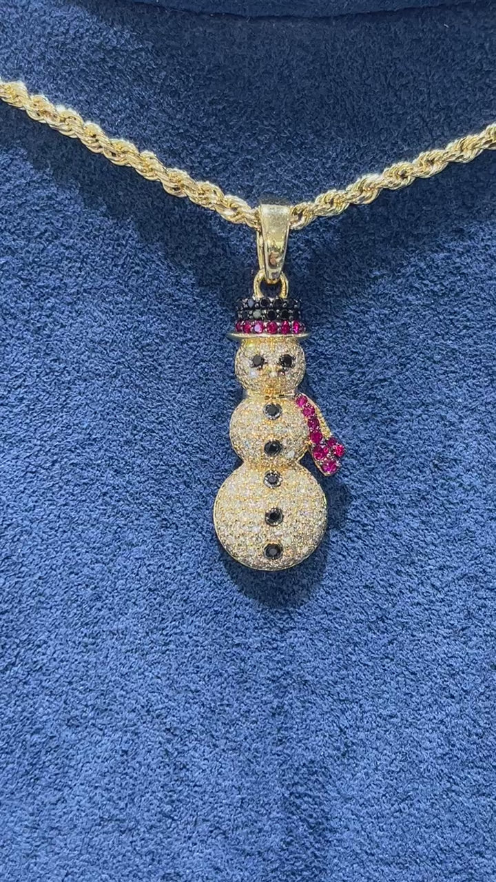 Iced Out Snowman 925 Silver Pendant