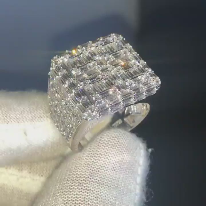 Iced Out Baguette Diamond Champion Ring