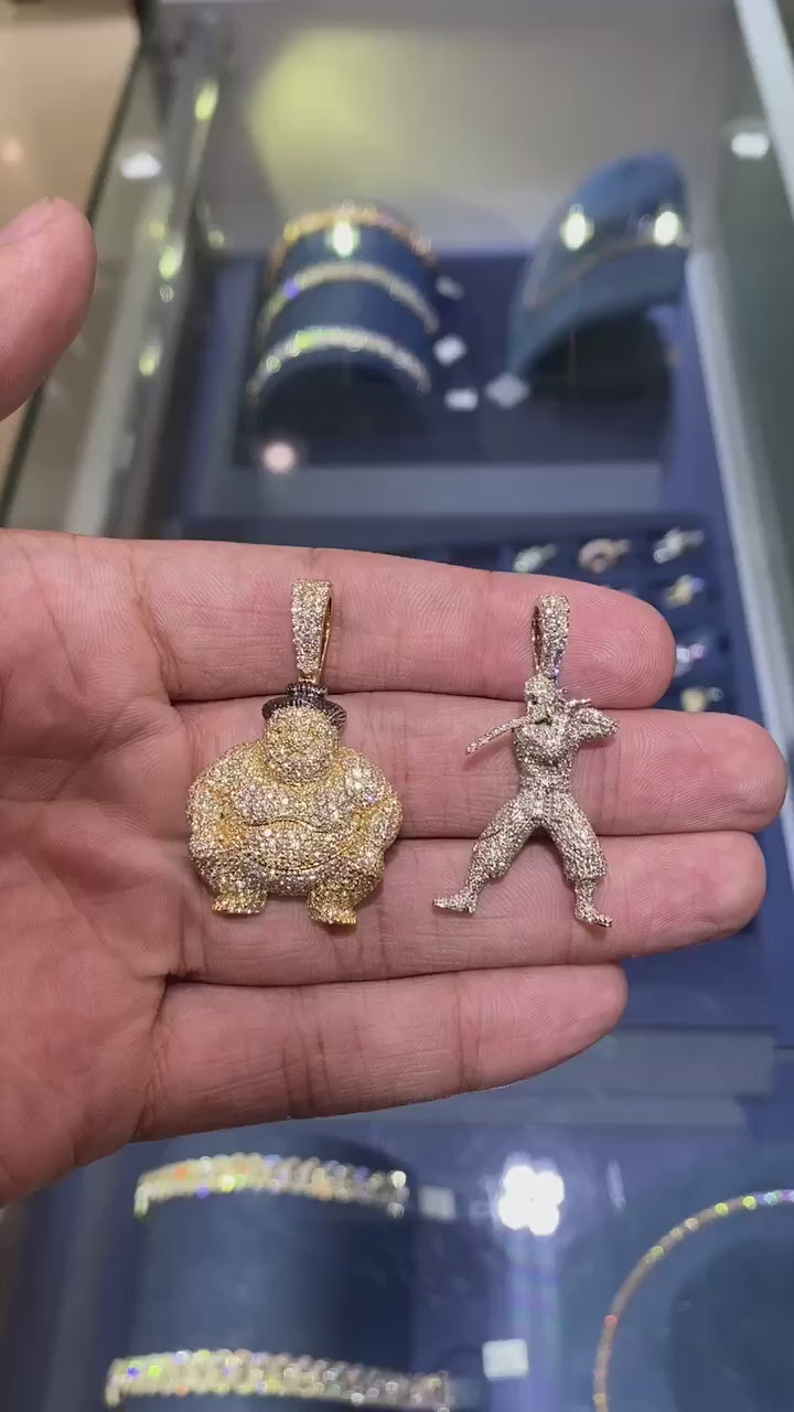 Rounjnd Sumo Wrestler Moissanite Pendant