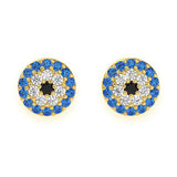 Blue & Black Diamond Stud Cluster Earrings