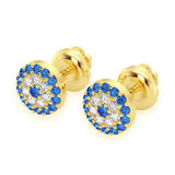 Blue & Black Diamond Stud Cluster Earrings