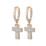 Baguette Diamond Cross Hoop Earring