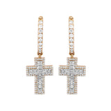 Baguette Diamond Cross Hoop Earring