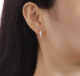 Oval Cut Diamond Mini Hoop Earring