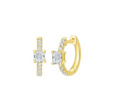 Cushion Cut Diamond Mini Hoop Earring