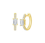 Emerald Cut Diamond Mini Hoop Earring