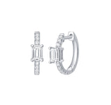 Emerald Cut Diamond Mini Hoop Earring