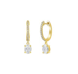 Oval Diamond Dangling Hoop Earrings