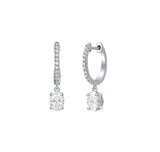 Oval Diamond Dangling Hoop Earrings