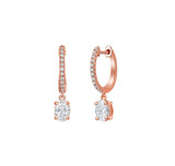 Oval Diamond Dangling Hoop Earrings