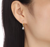 Pear Diamond Dangling Hoop Earrings