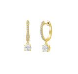 Round Diamond Dangling Hoop Earrings