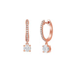 Round Diamond Dangling Hoop Earrings