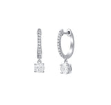 Round Diamond Dangling Hoop Earrings