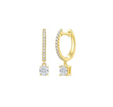 Cushion Diamond Dangling Hoop Earrings