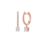 Cushion Diamond Dangling Hoop Earrings