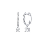 Cushion Diamond Dangling Hoop Earrings