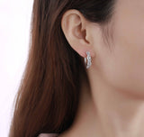 Round Diamond Zig Zag Hoop Earring