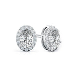 Oval Cut Diamond Halo Stud Earring