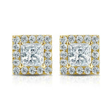 Princess Cut Diamond Halo Stud Earring