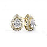 Pear Cut Diamond Halo Stud Earring