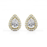 Pear Cut Diamond Halo Stud Earring