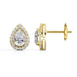 Pear Cut Diamond Halo Stud Earring