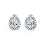 Pear Cut Diamond Halo Stud Earring