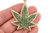 Iced out Cannabis Plant Moissanite Charm