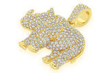 Iced Out Rhinoceros  Natural Diamond Pendant