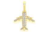 Icy Small Airplane 10K Gold Pendant