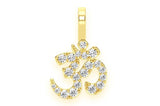 Small OM Natural Diamond 14K Gold Pendant