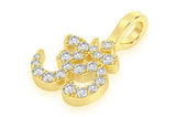 Small OM Natural Diamond 14K Gold Pendant