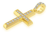 Small One Row Angled CROSS Gold Pendant