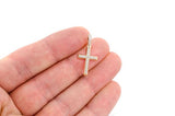 Small One Row Angled CROSS Gold Pendant