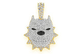 Icy Pitbull Face Spike Collar 14K Pendant