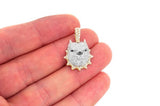 Icy Pitbull Face Spike Collar 14K Pendant