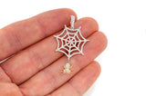 Custom Spider & Web Silver Pendant